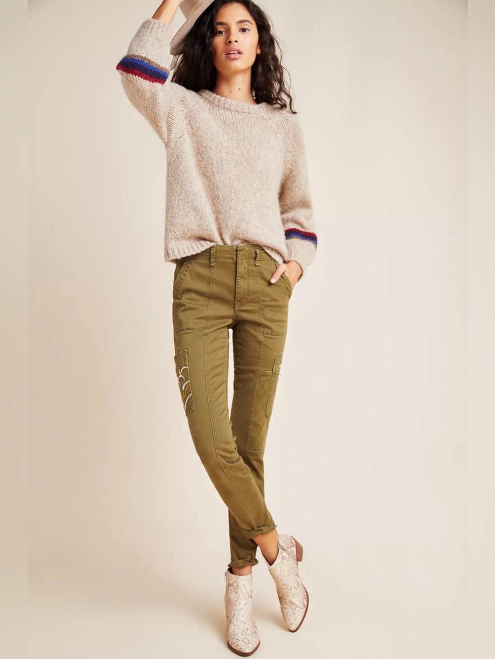 Anthropologie Austen Embroidered Utility Pants